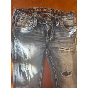 Rock Revival Kayla S203 Skinny Jeans Womens 27 Distressed Medium Wash Blue Y2K